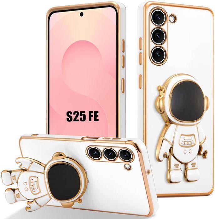 Coque pour Samsung Galaxy S25 Edge, Antichoc Silicone avec Support Motif Astronaute 3D - Blanc