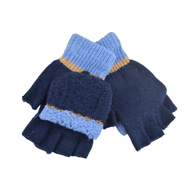 Осенне-зимние мужские перчатки с откидным верхом и полупальцами, студенческие перчатки для письма с открытыми пальцами, из шерсти, простые и модные