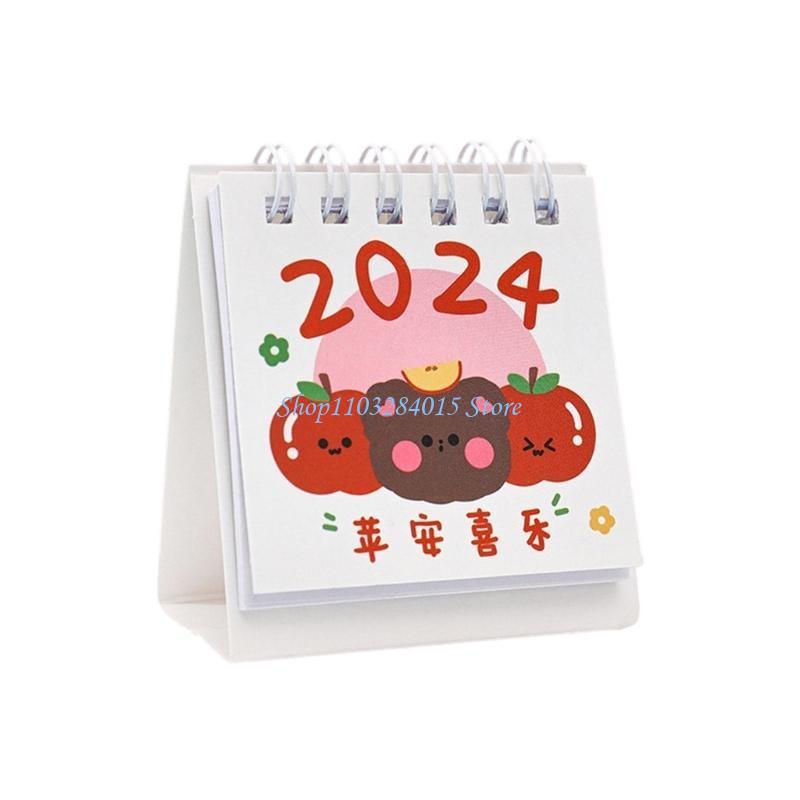 R6FF Desk Calendar Portable Standing Up Monthly Calendar Cartoon Desk Planner