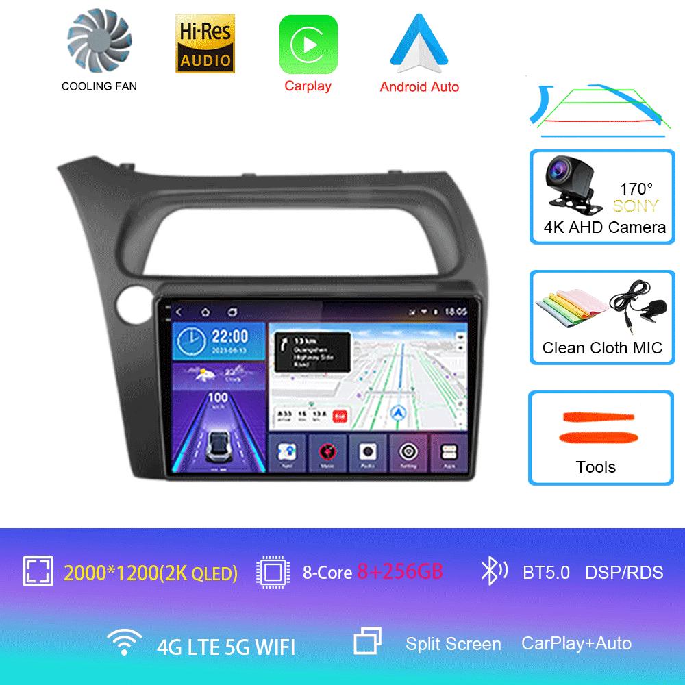 Автомагнитола Android 14 Carplay Auto GPS Навигация Мультимедийный плеер Для Honda Civic Хэтчбек 2006 - 2011 видео Стерео DVD 2 DIN