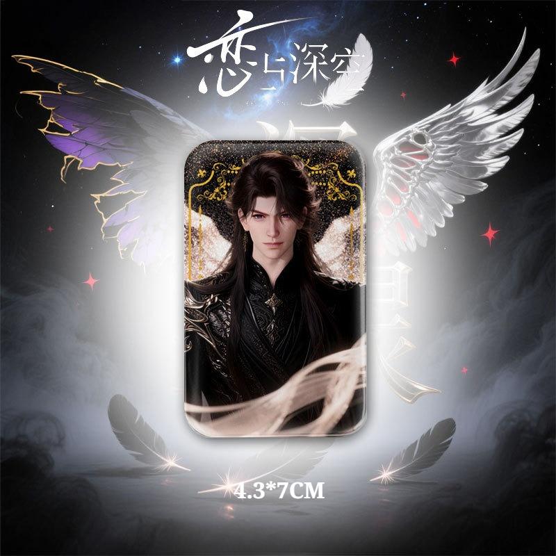 Game Love and Deepspace Sylus Xavier Zayne Rafayel Caleb Angel King Wings 4.3*7CM Rectangular Flash Badge Fan Collection Gifts