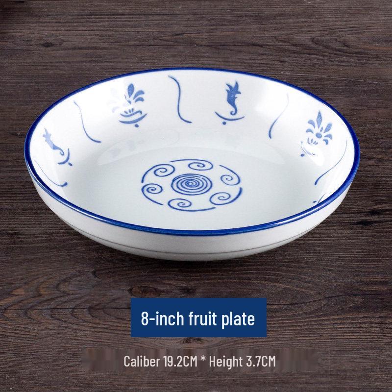 Винтажная керамическая сине-белая цветочная ваза с бамбуком - Посуда в деревенском стиле, идеально подходит для риса и лапши