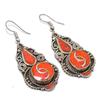 Red Coral Gemstone Handmade Jewelry Earring 2.05" R8J16