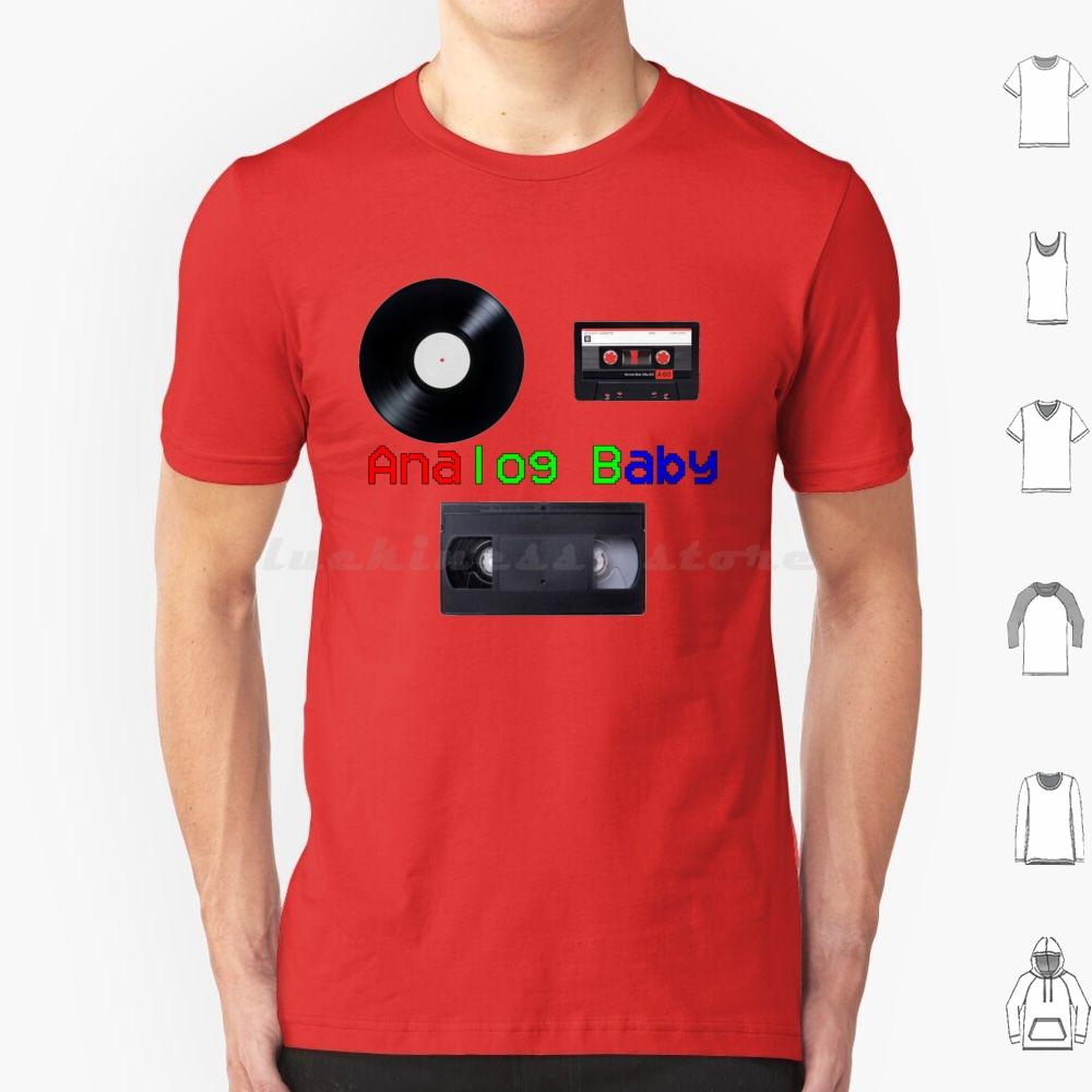 Analog Baby T Shirt Cotton Men Women DIY Print Vhs Cassette Vinyl Records Cassette Tape Analog Vhs Tapes Vinyl Record Retro 80s