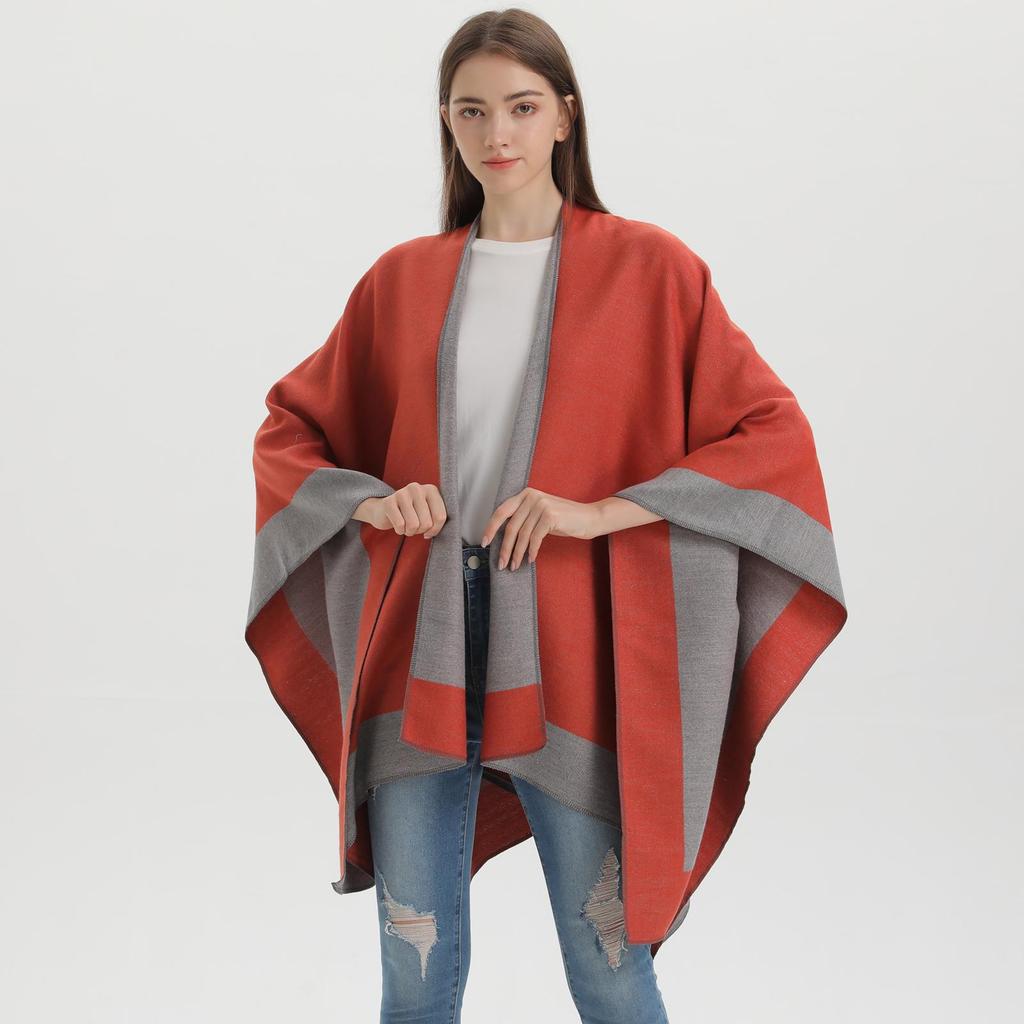 Women's Versatile Solid Color Spring Scarf Shawl - Imitation Cashmere Poncho for All Seasons