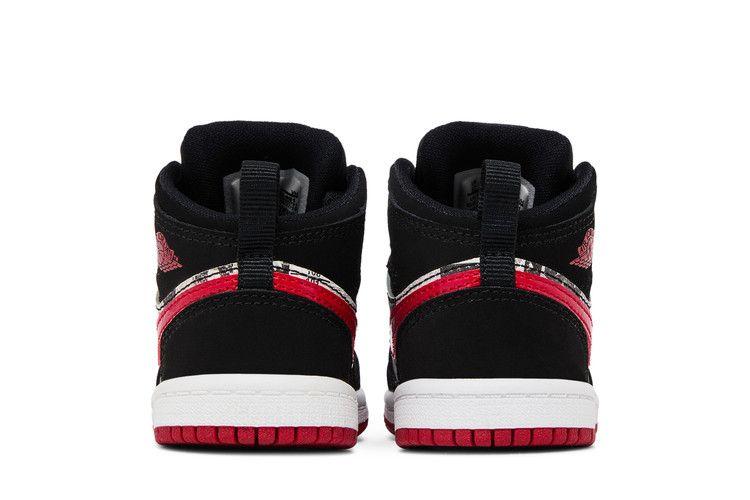 Детские кроссовки Nike Jordan 1 Mid Newspaper Air Times (ТД) Черный/Тренировочный Красно-Белый