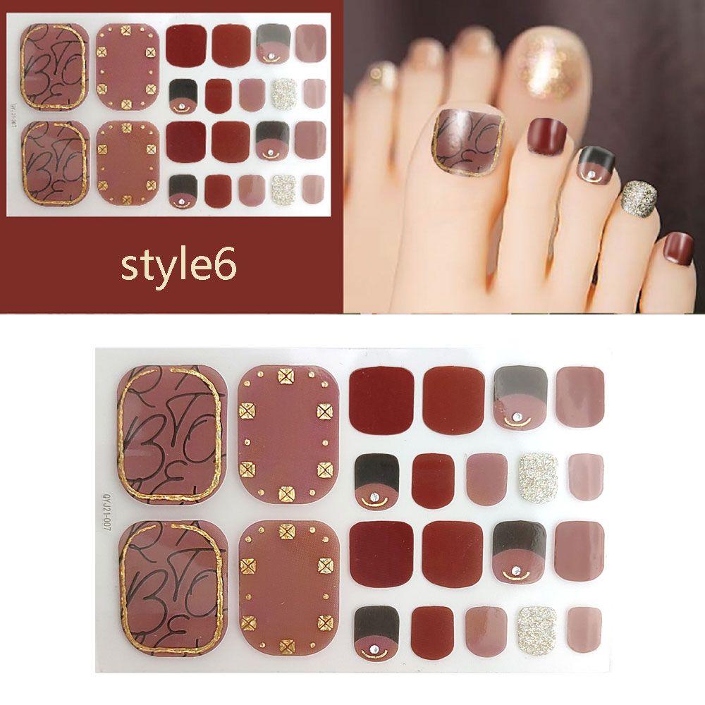 Водонепроницаемые самоклеящиеся наклейки для маникюра с полным покрытием, украшения для ног в стиле Fresh Style, наклейки для ногтей на ногах