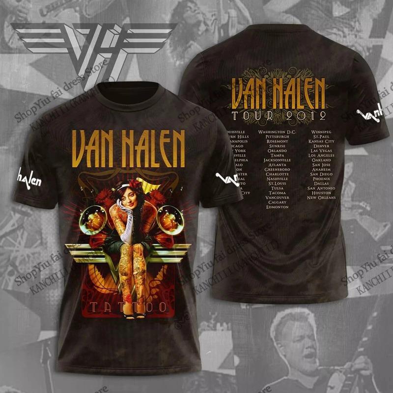 Винтажная футболка с 3D-принтом рок-группы Van Halen Мужская Женская Модная Повседневная Футболка с коротким рукавом Детские Топы Футболки Мужская Одежда Фанаты Новое