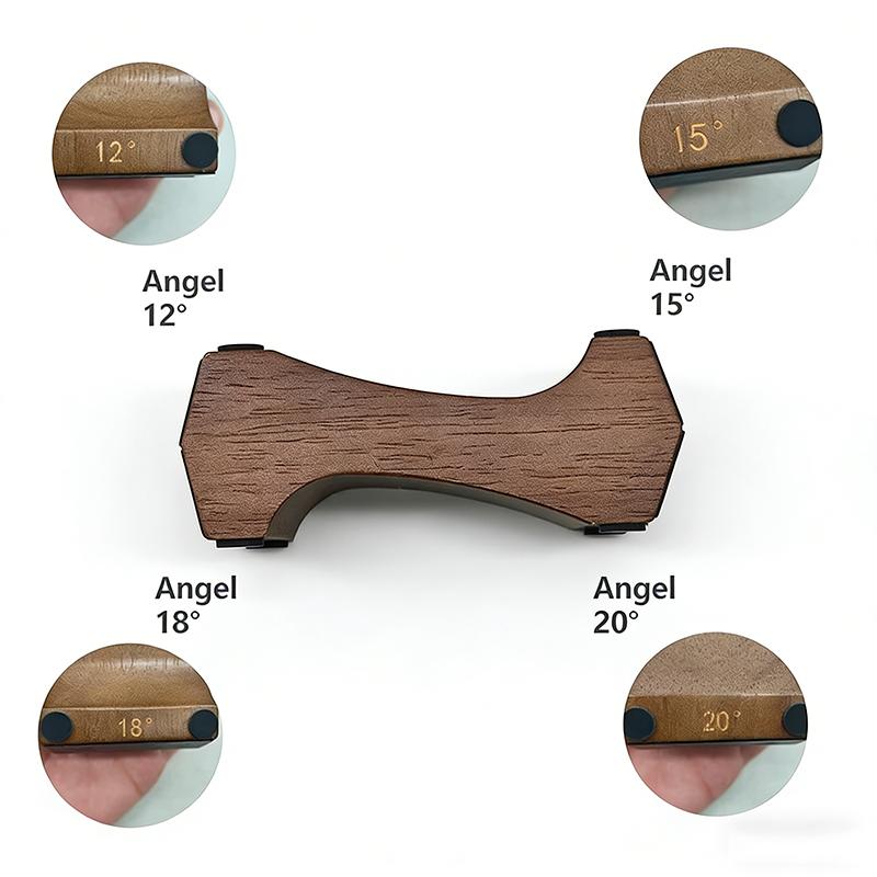 Профессиональная точилка для ножей с роликом - 4 регулируемых угла 12/15/18/20° Алмазный камень Деревянная основа Кухонный инструмент для заточки