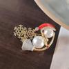 Pearl Christmas Snowman Brooch Santa Claus Sweater Scarf Badge Cute Red Xmas Brooch  New Year Gift