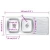 Double Kitchen Sink with Drainboard Strainer & Siphon Stainless Steel
