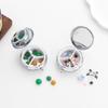 Portable Pill Box with 3 Compartments, Mini Metal Medicine Organizer Case, Cute Printed Pill Container for Vitamins, Pills, Jewelry, Travel, Daily Use
