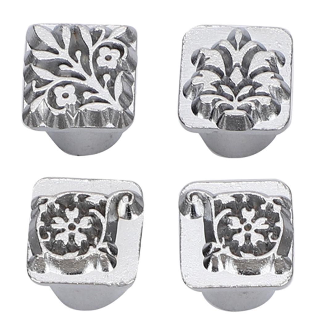 ZK20 12Pcs Stamping Punch Tool Tang Dynasty Flower Design DIY Vegetable Leather Stamper 1Pc Handle