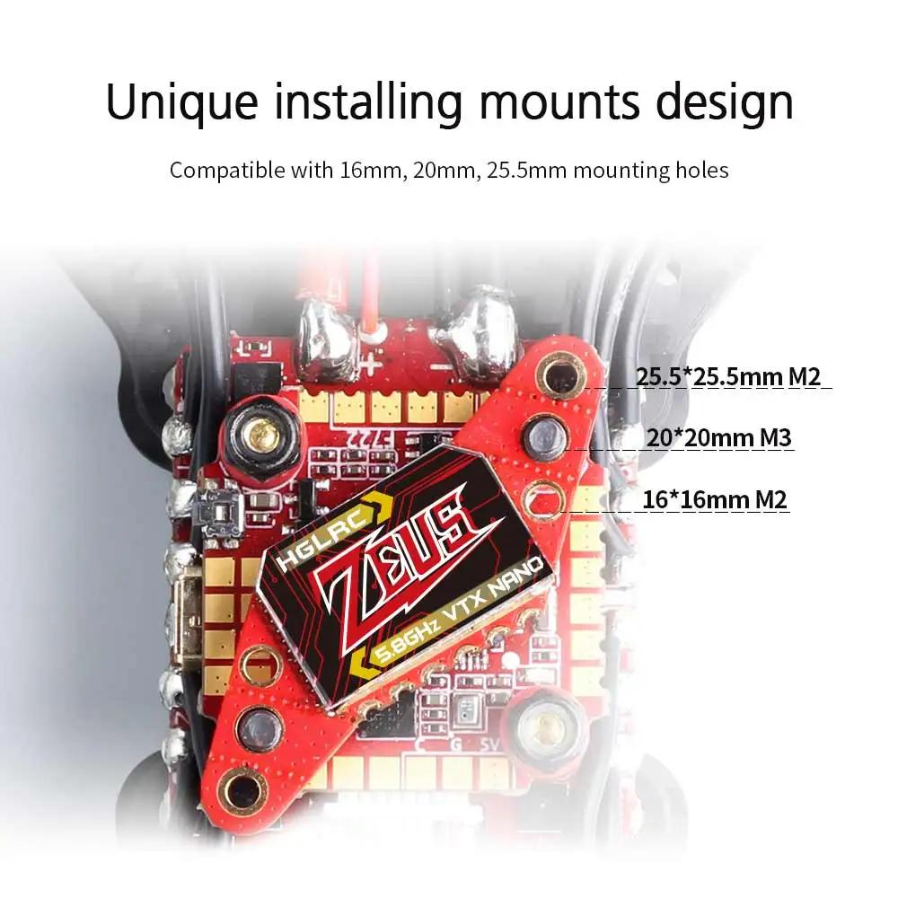 NEW HGLRC Zeus nano VTX 350mW FPV 5.8G 2.4g 40CH Built-in Microphone 16/20/25.5mm Hole For RC FPV Transmitter VTX Multicopter