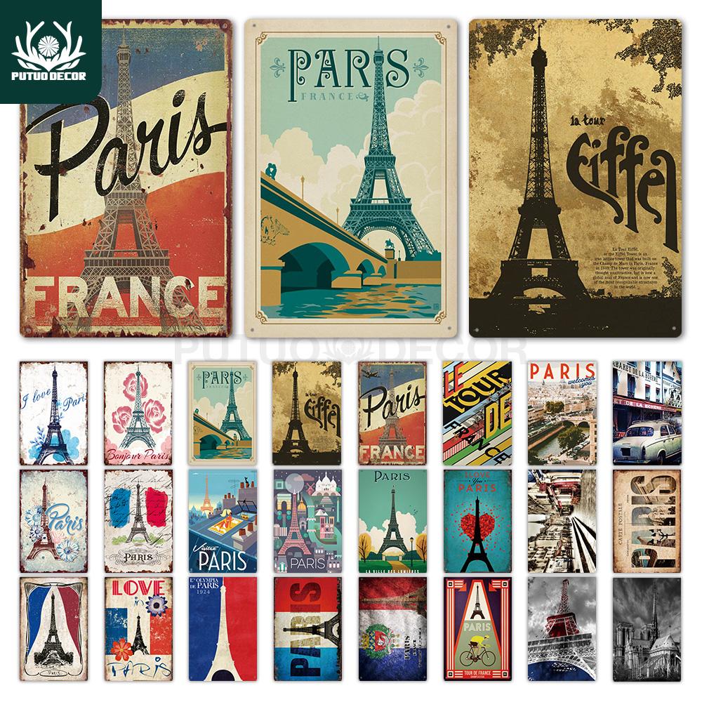 Decor Paris Vintage Tin Sign Plaque Metal Retro British Coffee Bar House Home Living Room Decorative Wall Poster