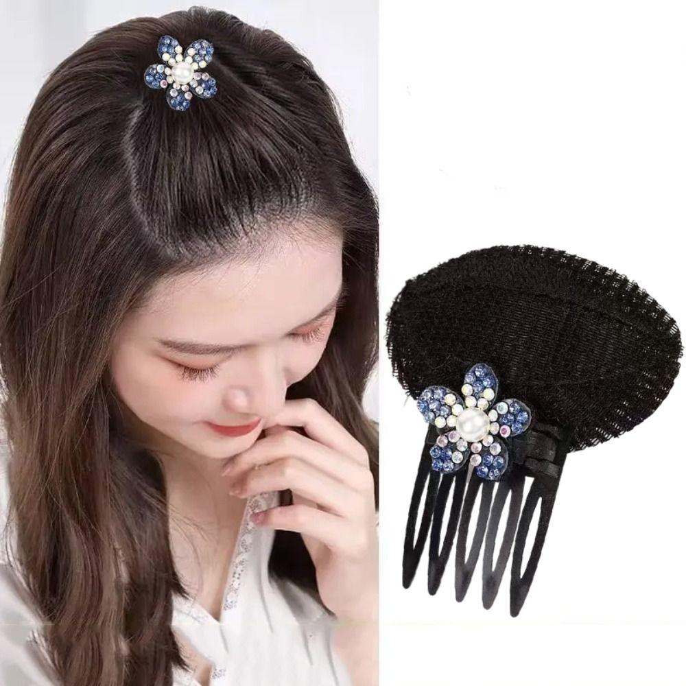 Flower Hair Base Pearl Bun Bump It Up Volume Hair Base Shiny Invisible Volume Hair Clip  Daily