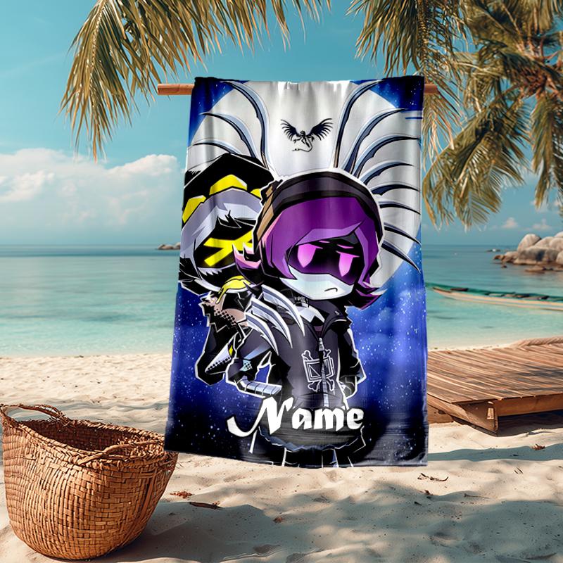 Custom Name Ultra-Soft Beach Towel with Murder Drones Theme,Ideal for Pool - Camping, Diving - Perfect Travel Essential, Vibrant Beach Towel.