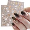 3D Flowers Leaves Nail Stickers Decals Gold Black Bronzing Flowers Gradient Adhesive Sticker Nail Design Art Decorations