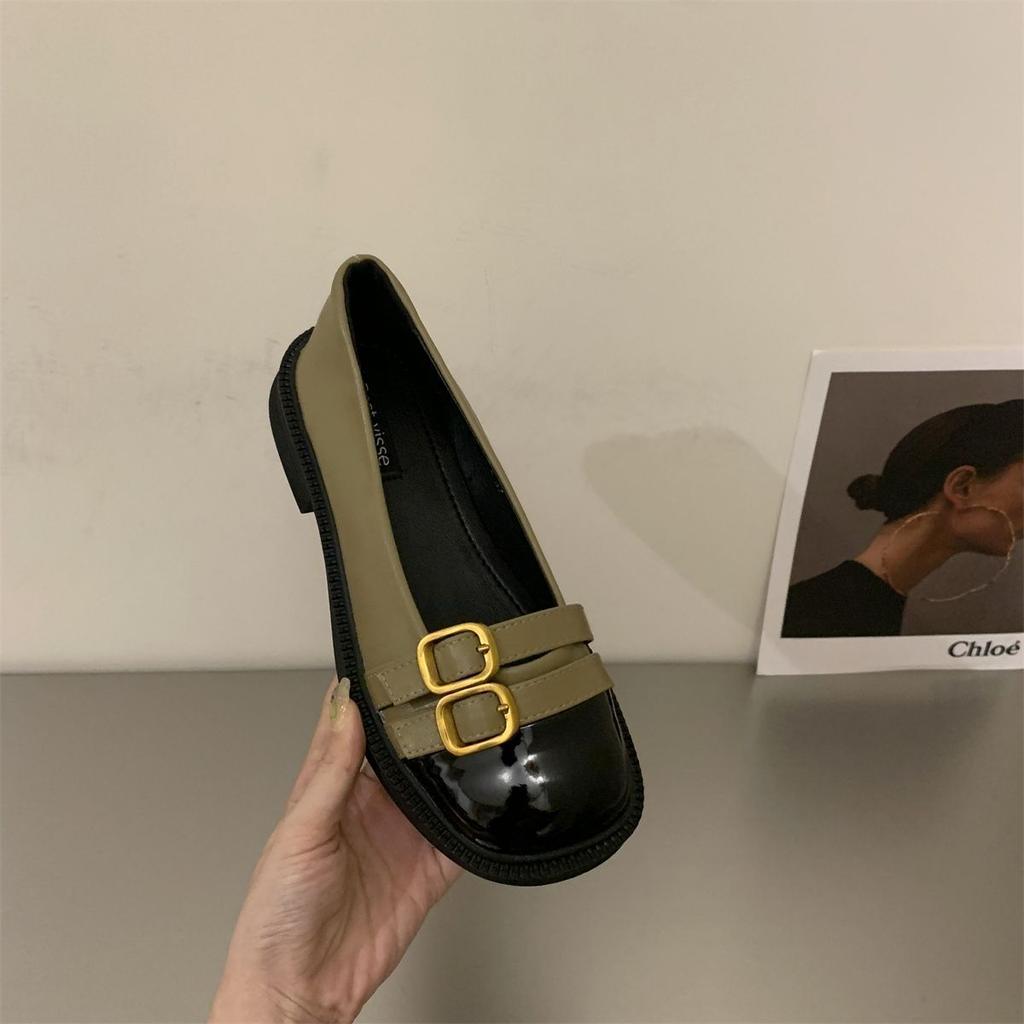 Commuting Versatile Small Leather Shoes Women's 2025 Spring and Summer French Temperament Retro Flat Bottom Gentle Wind Shallow Mouth Belt Buckle Si