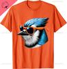Cool Blue Jay Bird Wearing Sunglasses Graphic Art TShirt Custom Printed Graphic T Shirts Y2k Streetwear Summer Cotton  Tops