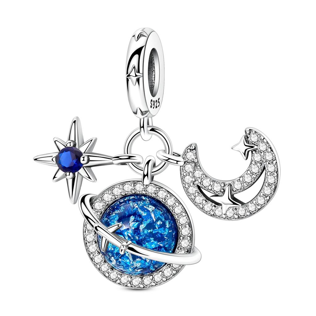 Серия «Счастливая звезда» Медные сверкающие бусины-шармы в форме звезды и сердца Подвеска Подходит для оригинального браслета Подарок для женщин