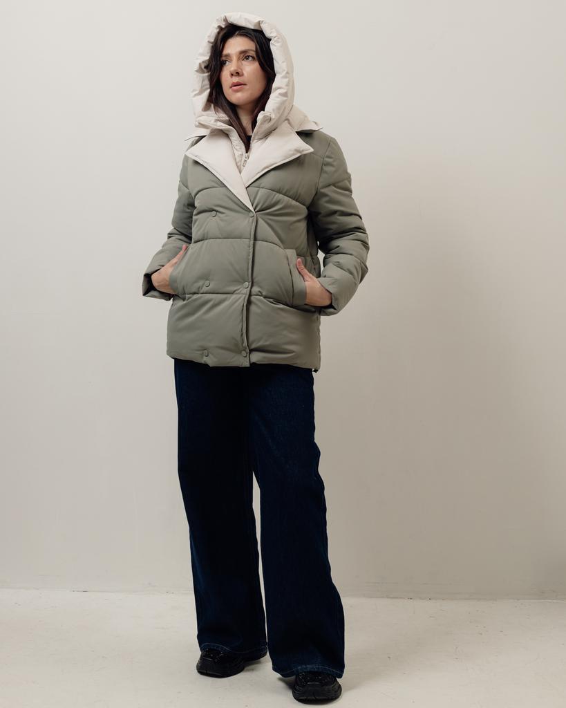 Куртка с поясом HAIZIYUAN 824 M оливкова-молочная