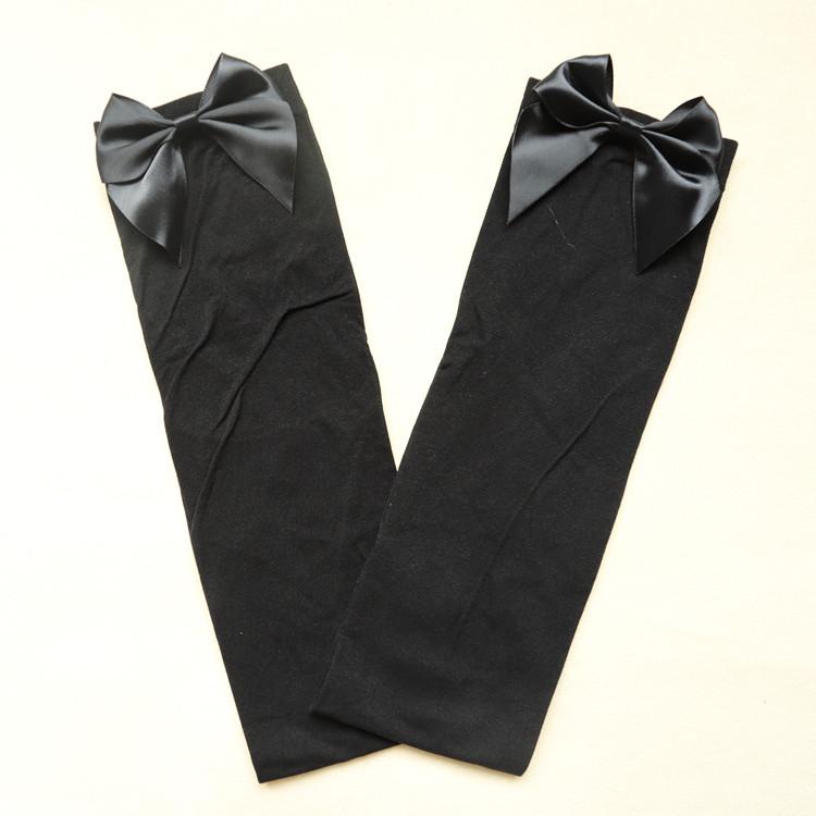 Women's Lace Trim Erotic Silk Thigh-High Stockings with Bow