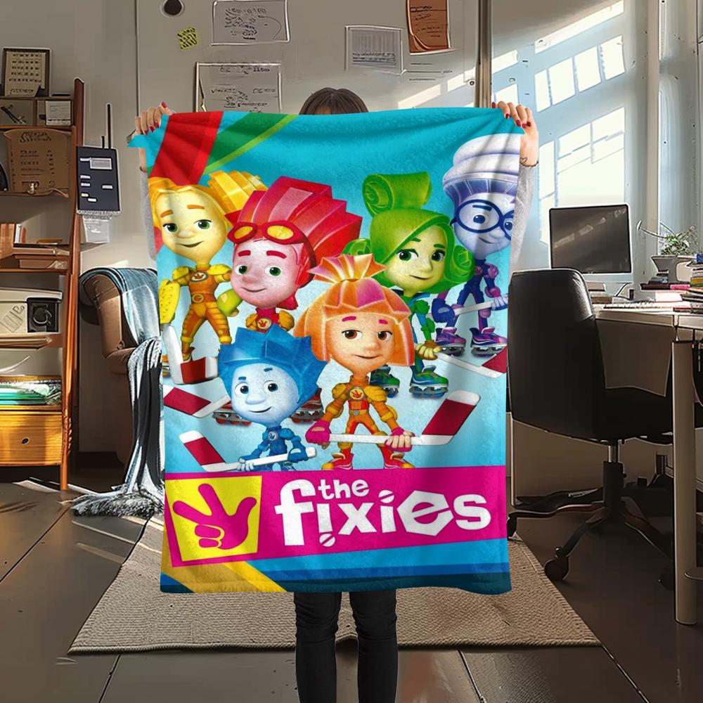 1 шт. Фланелевое одеяло с принтом Фиксиков, Высокое качество, Комфортное для всех сезонов, Декор для дома, Тепло и уют, Идеально для подарков