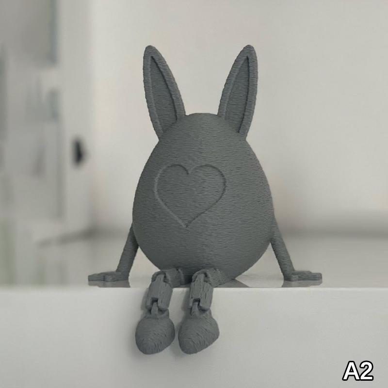 1Pc 3D Easter Rabbit Egg Ornament with Movable Joints Articulated Easter Statue for Home Office Decor Perfect Gift Idea