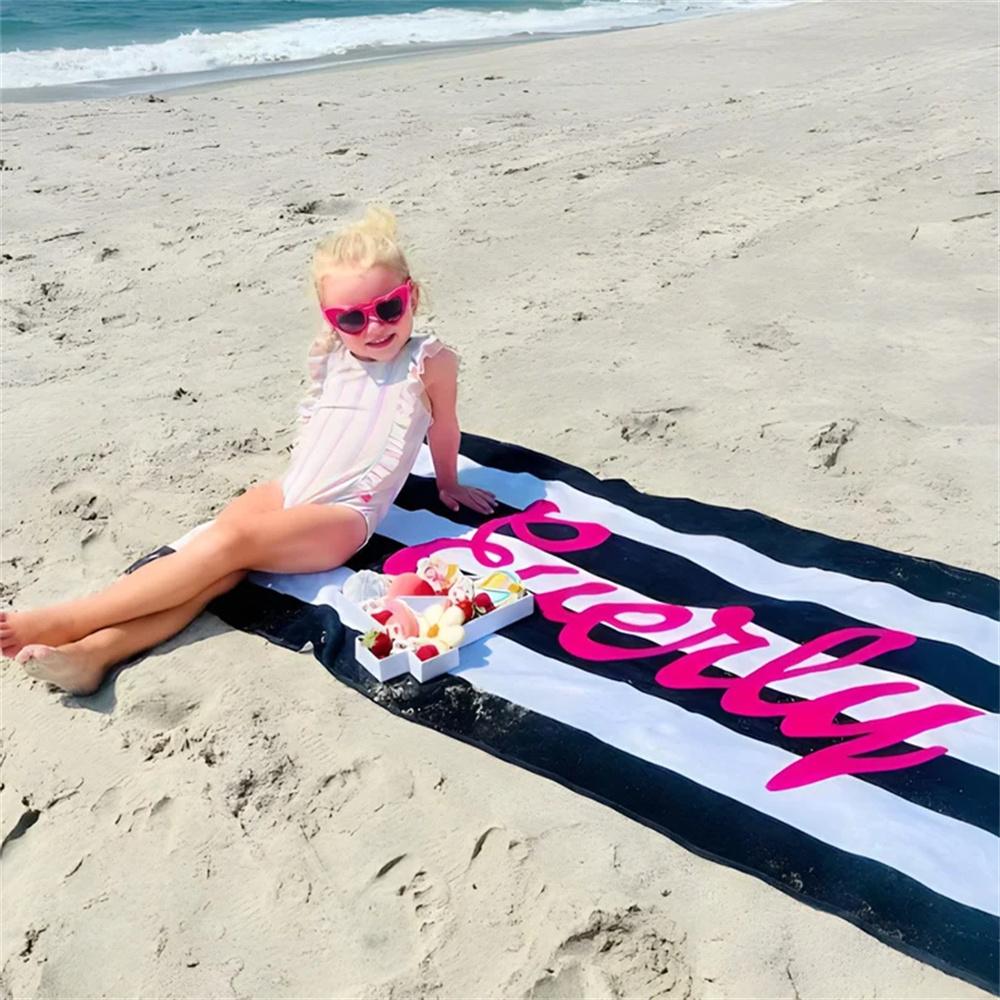 Striped Custom Name Beach Towel Bachelorette Trip Party Favors Personalized Pool Bath Towel Birthday Gift For Kids Adults