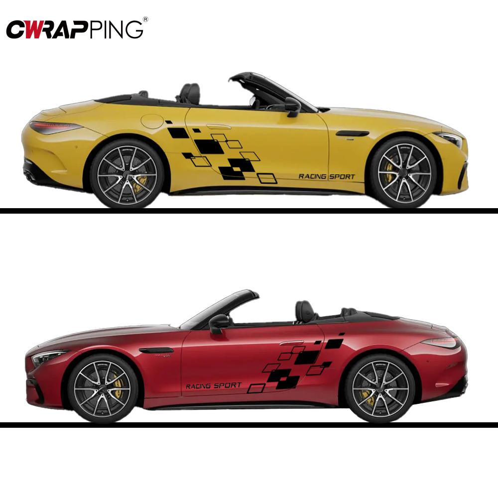 Наклейка Виниловая Решетки для Автогонок Наклейки Решетки Спортивный Стиль Полоса Декор Боковой Двери Кузова Авто Виниловая Наклейка Наклейки Сделай Сам