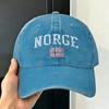 Norway Vintage Sports Design Norge Norwegian Baseball Cap Sun Hot Sale Washed Hip Hop Hats Unisex Unisex Baseball Caps