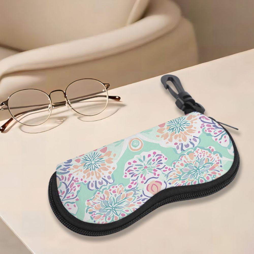 2D-Bohemian Floral Pattern Soft Eyewear Pouch, Protective Sunglasses Case, Portable Travel Eyeglasses Holder, Lightweight Accessories Gift for Women