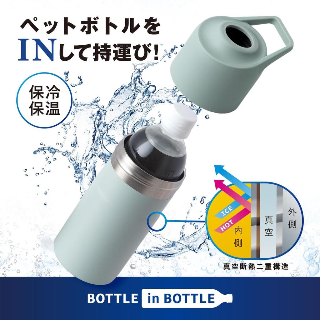 Пластиковый держатель для бутылок Atlas, бутылка для воды, пластиковый охладитель для бутылок с холодной изоляцией, 500 мл, 650 мл, вакуумная изоляция, ручка цвета ледяной зелени с ручкой, бутылка в