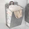 Household Laundry Basket Hamper Foldable Adhesive Multifunctional Punch Free Wall Hanging Washing Clothes Mesh Hook Organizer