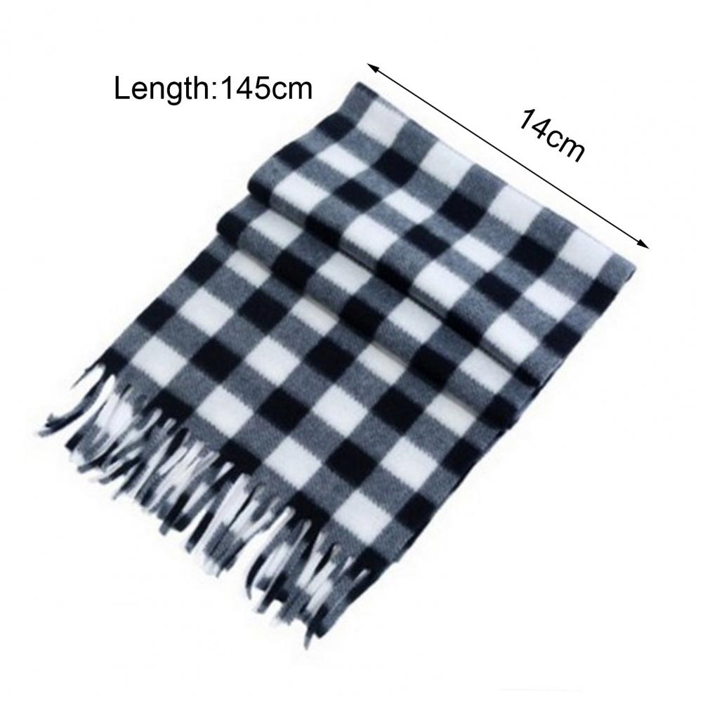 Plaid Scarf Velvet Shawl Plaid Print Unisex Winter Scarf with Tassel Detailing Double-sided Plush Material for Warmth for Men