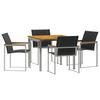 Garden Dining Set 5 pcs Solid Acacia Wood and Stainless Steel