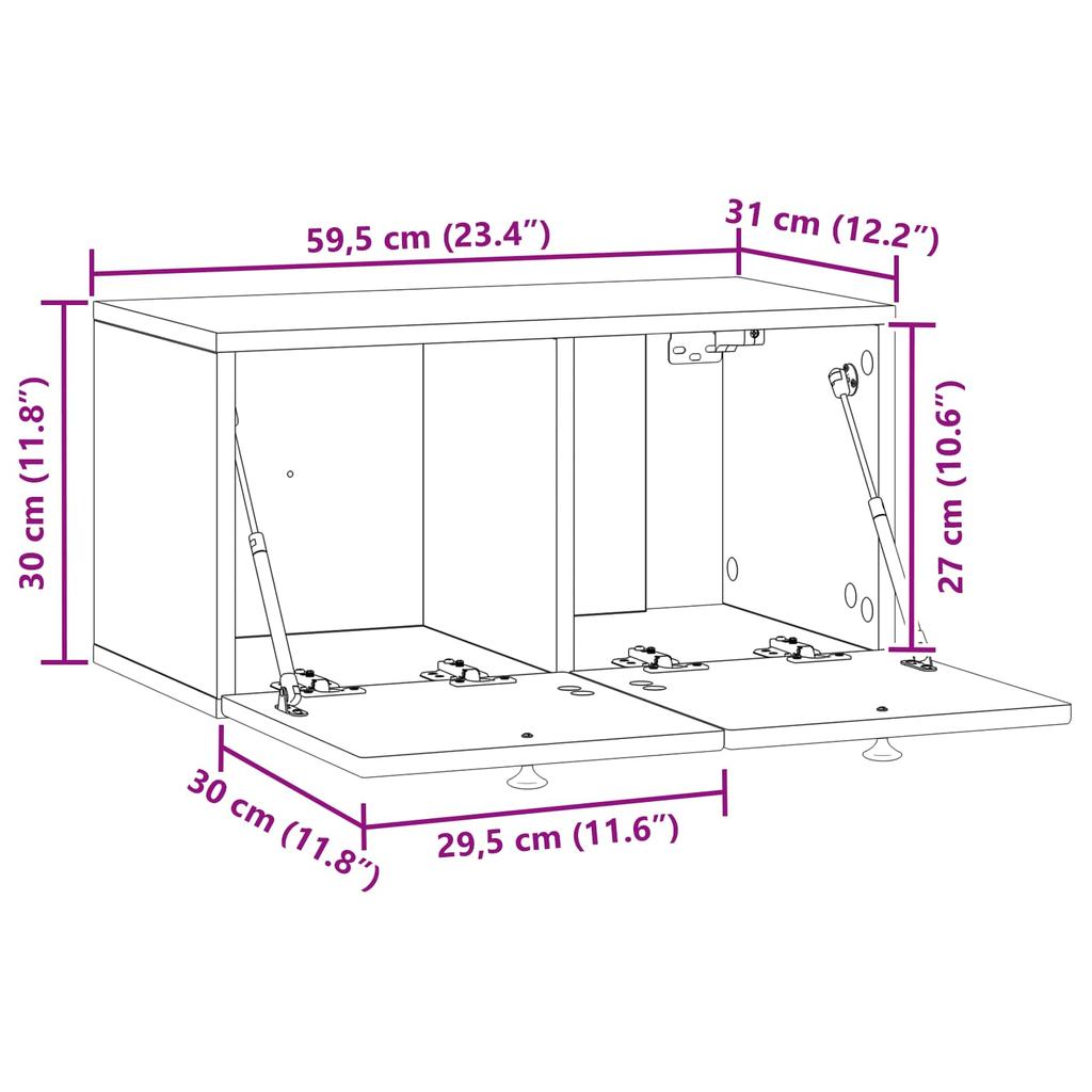 Wall Mounted TV Cabinet Smoked Oak 59.5 x 31 x 30 cm