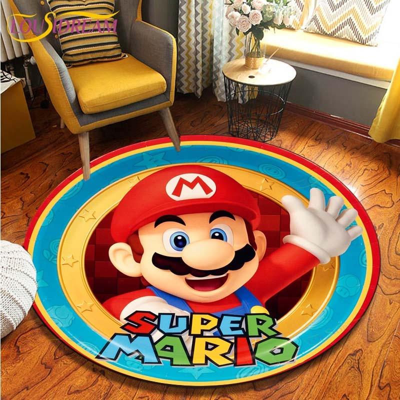 Круглые коврики с героями мультфильмов «Братья Марио», коврик для гостиной, декор комнаты, домашние коврики, игровой коврик, детский милый ковер, ковры в стиле аниме