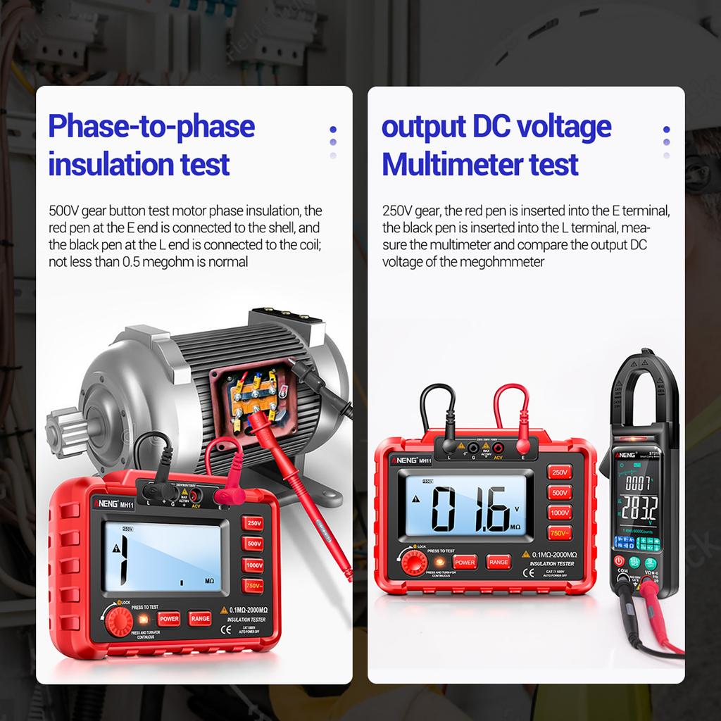 Aneng 250v/500v/1000v Digital Insulation Resistance Tester Backlight Display Megohm Meter (without Battery)