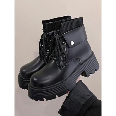 Ботинки Мартин на толстой подошве для женской коллекции осень-зима 2025, новые ботинки-чулки на толстом каблуке со шнуровкой, ботинки челси в британском стиле