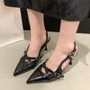 Summer Stiletto Sandals Women's Pointed Toe Shallow Mouth Metal Belt Buckle Line Strap Non-slip Heels