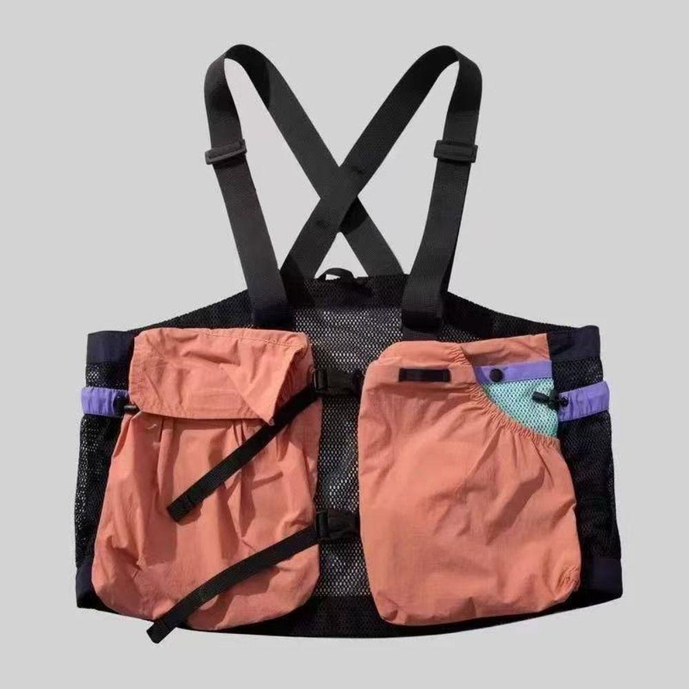 Mesh Material Multi Pocket Vest Breathable Fabric Sleeveless Vest Versatile Mesh Vest Climbing