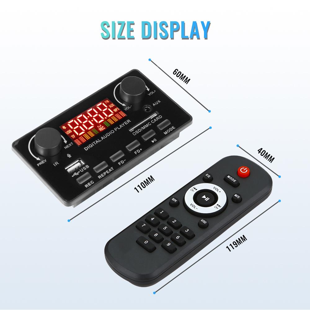 2*40 Вт усилитель мощности Bluetooth 5,0 плата декодера MP3 12 В постоянного тока автомобильный MP3-плеер USB модуль записи FM AUX радио Handsfree