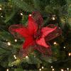 23cm Poinsettia Glitter Flower Xmas Hanging Ornaments Artificial Christmas Flowers DIY Xmas Tree Decorations Party Supplies
