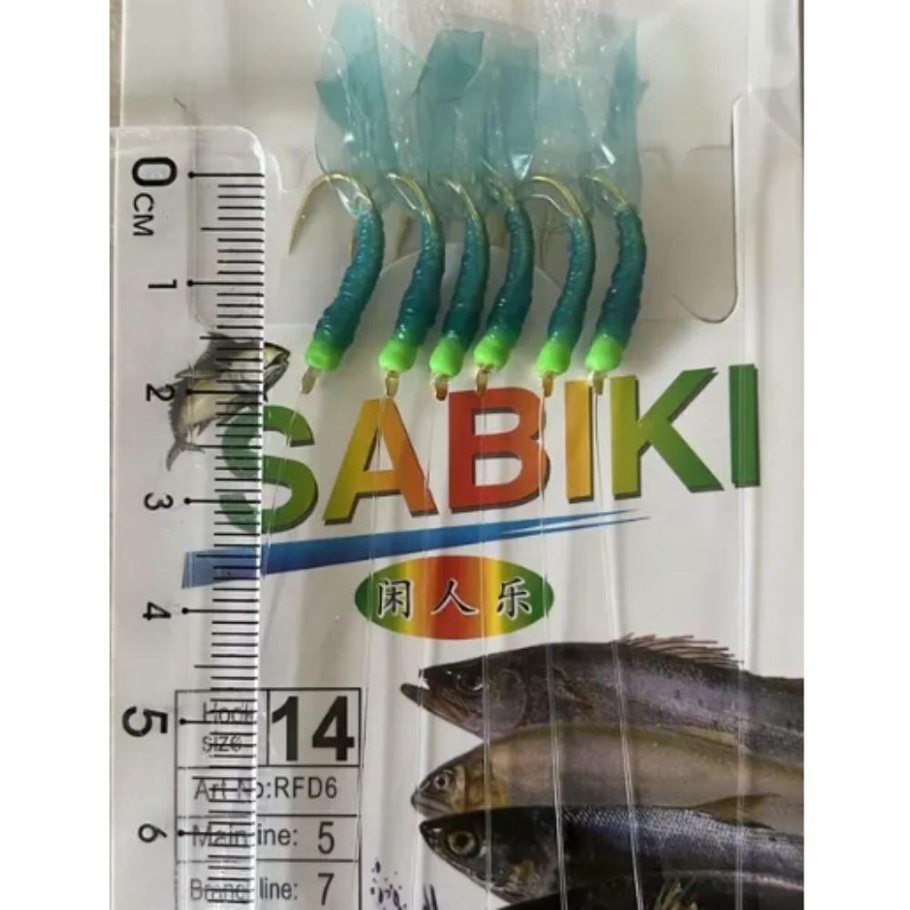 Lures Sabiki Sea Fishing Rigs Golden Golden Tied Hooks Green Rubber Lures  Sea Fishing