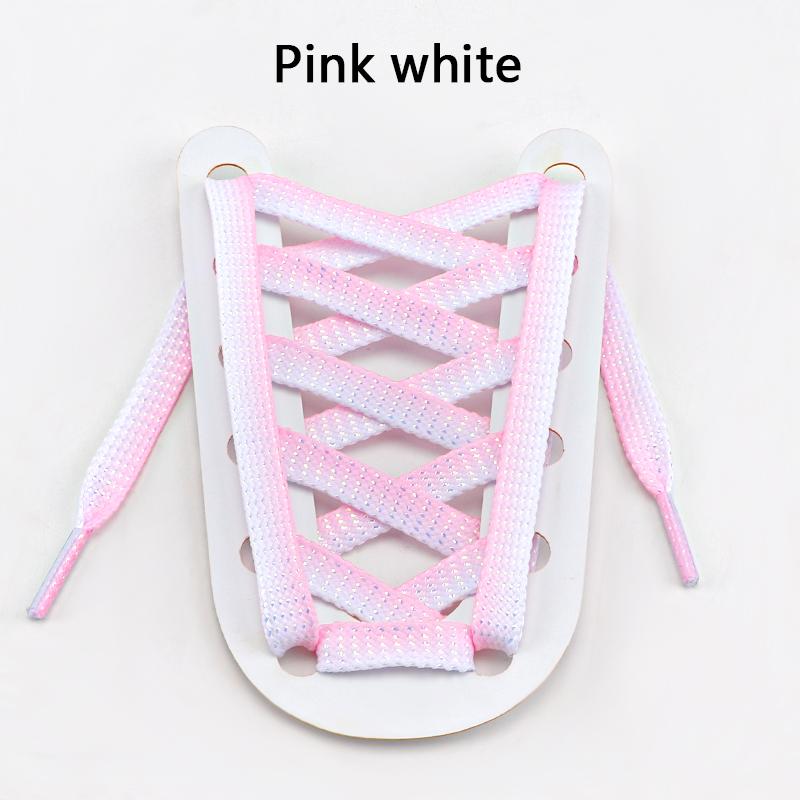 Flat Shoelaces for Sneakers Metallic Shiny Silver Shoe Laces Colorful Bright Silk Shoelace Gradient Glitter Women Shoestrings