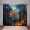 Яркие шторы с драконом, 2 панели, 3D-принт, солнцезащитные шторы, синее золото, пламя, мистическая спальня, декор для гостиной в стиле фэнтези