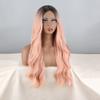 LISI HAIR Women Fashion Long Wavy Ombre Pink Wig Without Bangs Synthetic Fiber Natural Wavy Cosplay Daily Wear Pink Wig