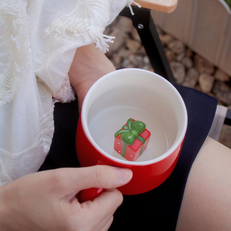 Рождественский милый мультяшный керамический набор кофейных кружек с животными